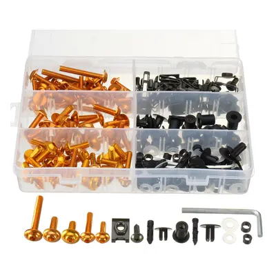 (Gold) 223pcs Motorcycle Windscreen Body Fairing Bolts Fastener Clips Screws For Honda/Yamaha