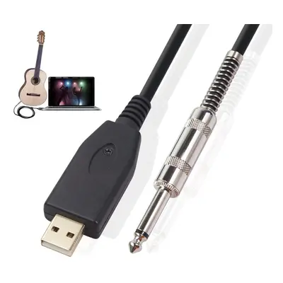 (3M) USB To 6.35mm Electric Guitar Bass Cable Single Track PC Instrument Cable Audio Adapter Con