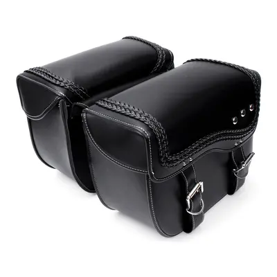 PU Leather Motorcycle Saddlebags Side Luggage Pannier Tool Storage Bag