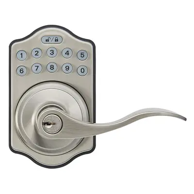 Amazon Basics Electronic Keypad Entry Lever Door Lock Satin Nickel 7.83 cm x 12.91 cm