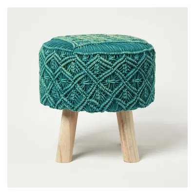 (Teal Green) Willow Macrame Teal Green Footstool