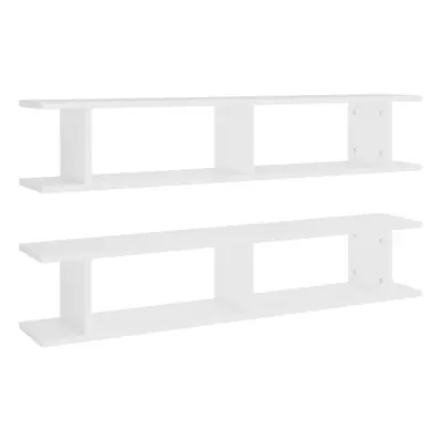 vidaXL 2x Wall Shelf White Engineered Wood Wall-Mounted Hanging Floating Shelf