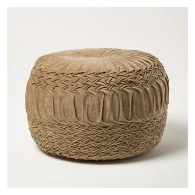 (Beige Taupe) Sofia Pleated Velvet Pouffe