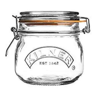 Kilner 0025.490 Clip Top Round Storage Jar, Glass, 0.5