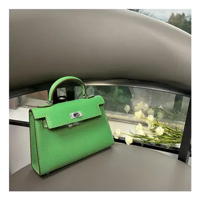 (avocado, 22cm silver buckle) New Mini Second -Generation Kelly Bag Advanced Sensory Leather Fem