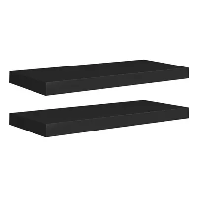 vidaXL 2x Floating Wall Shelves Black 60x23.5x3.8 cm MDF Display Hanging Rack