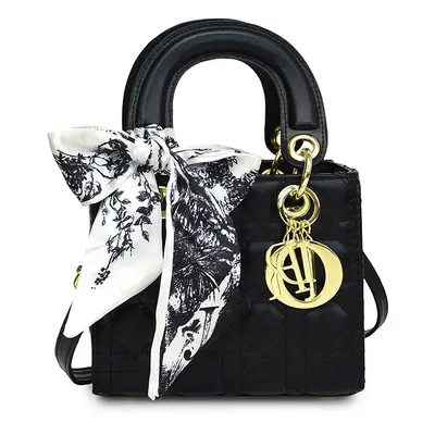 (Black) Diamond handheld Princess Diana bag fashionable shoulder crossbody bag