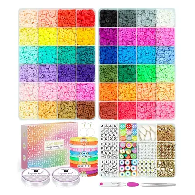 12000 Pcs Clay Beads for Bracelet Making, Colors Boxes, Jewelry Making Kit Polymer Spacer Preppy