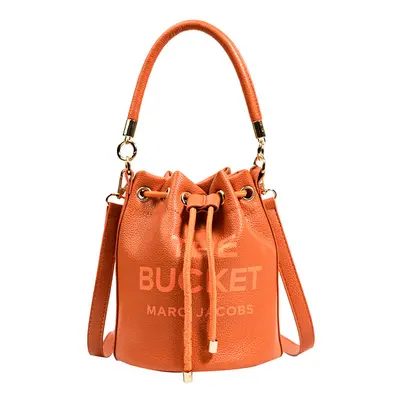 (Orange) Bucket Handbag Women Leather Drawstring Shoulder Crossbody Bag Daily Travel Gift