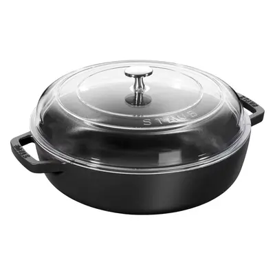 Staub cast iron frying pan with two handles and lid - cm, Black