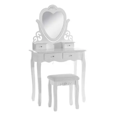 White Love Heart dressing table with stool and adjustable mirror Vanity Table