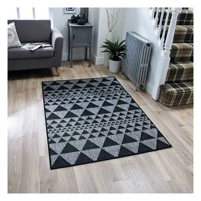 (Prism - Black, x cm) Non Slip Outdoor/Indoor Flatweave Rugs Patio garden Small Extra Large Mats