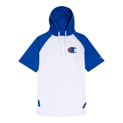 Champion Big and Tall Mens Short Sleeve Hoodie Raglan White/Royal XLT