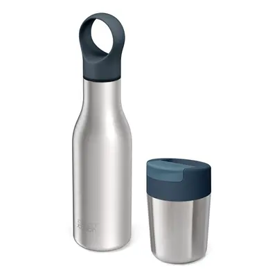 Joseph Joseph Refill Reuse Repeat 2-piece Travel Mug & Bottle Set, Stainless Steel, reusable cof