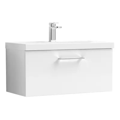 Wall Hung Drawer Vanity Unit with Mid-Edge Ceramic Basin, 800mm - Gloss White