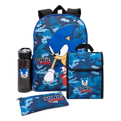 Sonic The Hedgehog Backpack Set Kids Piece Camo Lunch Box Water Bottle