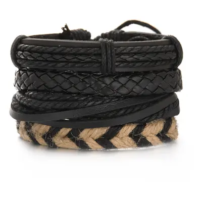 Popular men's beaded leather bracelet Fashion braided bracelet