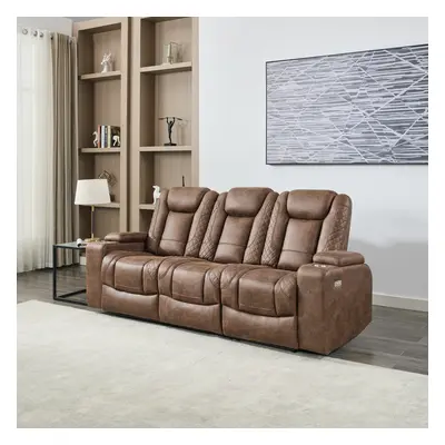 (Brown) ASHTON SEATER FABRIC AUTO RECLINER SOFA