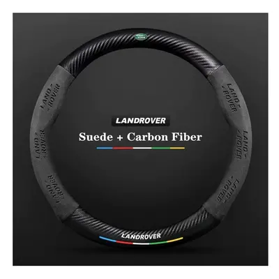 (Black) Car Suede Carbon Fiber Non-Slip Steering Wheel Cover For Land Rover Range