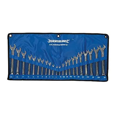 Silverline Combination Spanner Set 22pce - 22mm & 1/4 - 7/8" - Sp57 6 - spanner combination set 