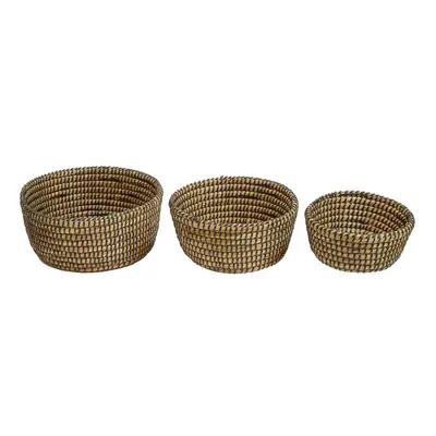 Premier Housewares Set of Three Straw Baskets with Black Detail