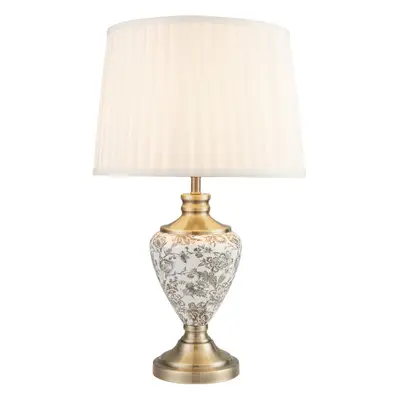 Hepburn Large Ceramic Table Lamp with Pleated Shade Gold Floral Print