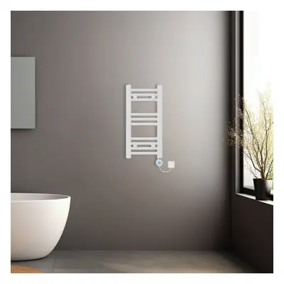 (White, 600x300mm) Prefilled Electric Heated Towel Rail Radiator Curved Thermo Smart WiFi