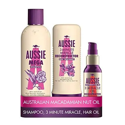 Aussie Mega Shampoo and Conditioner Set with a Clarifying Shampoo, Minute Miracle Deep Condition