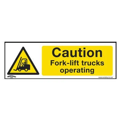 Warning Safety Sign - Caution Fork-Lift Trucks - Rigid Plastic - Pack of