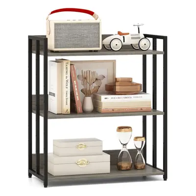 3-Tier Bookshelf Industrial Corner Bookcase w/ Adjustable Shelves