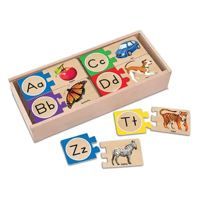 Melissa & Doug Doug Self-Correcting Alphabet Letter Puzzles Developmental Toys, Wooden Storage B