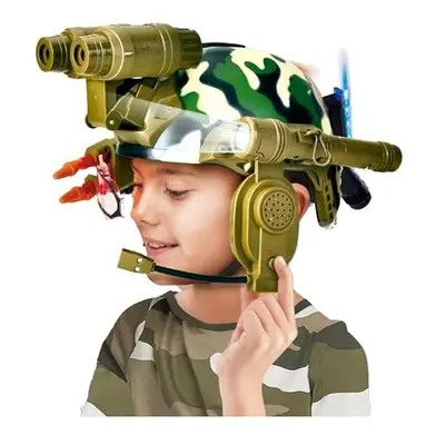 Police kids toy soldier Army SWAT Helmet Commander Set. Includes Removable Accessories Torch, me