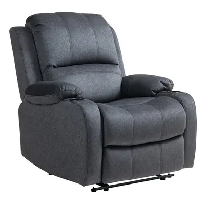 HOMCOM Recliner Armchair for Living Room, Recliner Chair with Cup Holder Black