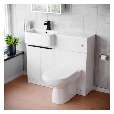 Nes Home LH Black Handles Basin Vanity Unit With Tap WC Unit & Toilet