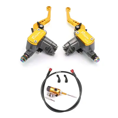 (Gold Pair) 7/8" 22mm Motorcycle CNC Hydraulic Clutch Kit Lever Master Cylinder