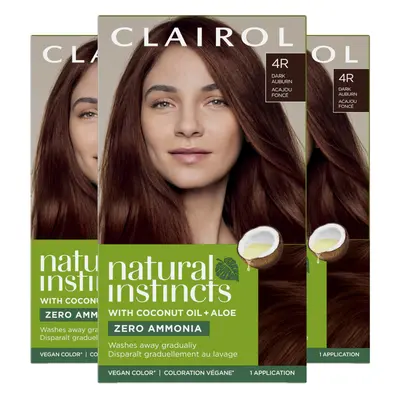 Clairol Natural Instincts Demi-Permanent Hair Dye 4R Dark Auburn Hair Color Pack of