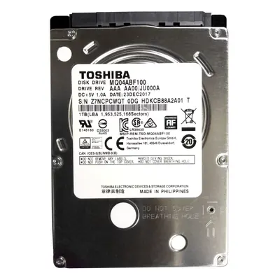 MQ04ABF100 Toshiba 1TB/1000GB 5400rpm Sata 7mm 2.5" Hard Drive 128mb, Gbit/s.