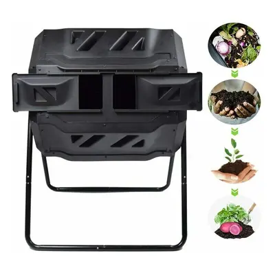 160L Dual Chamber Compost Tumbler Bin Capacity rotatable