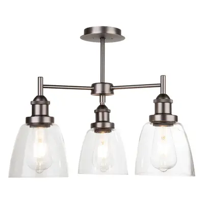 Echo Modern Industrial Style Ceiling Light - Pewter - Glass Shades