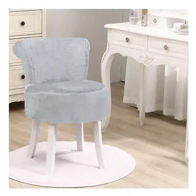 (Grey) Plush Shaggy Dressing Table Stool Chair Piano Makeup Seat Vanity