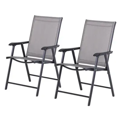 Outsunny 2-PCS Garden Armchairs Outdoor Patio Folding Modern Furniture Grey