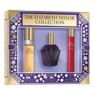 Elizabeth Taylor Fragrance collection Eau de Toilette 3-Piece Set for Women (White Diamonds, Pas