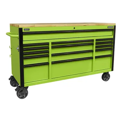 Sealey Superline PRO® Black Edition Mobile Trolley with Wooden Worktop Drawer 1549mm AP6115BE