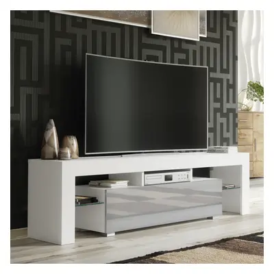 TV Unit 160cm Creative Furniture - White & Grey Gloss Doors