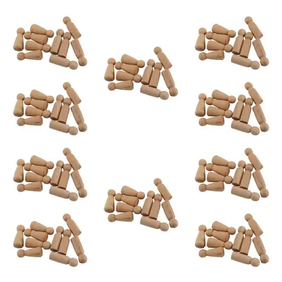 100 Pieces mm Unfinished Wooden Peg Dolls Wooden Tiny Doll Bodies People Decorations,Wood Color