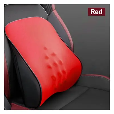 (Red-Lumbar Pad) Car Seat Headrest Pillow Pad+Lumbar Pad Memory Foam Head Neck / Waist Cushion