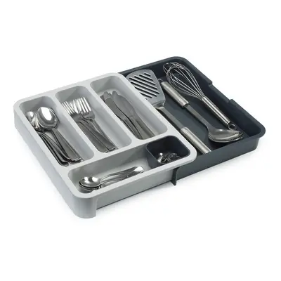 DrawerStore - Expandable Cutlery Tray Drawer Organiser for kitchen utensils, Dark Grey/Grey