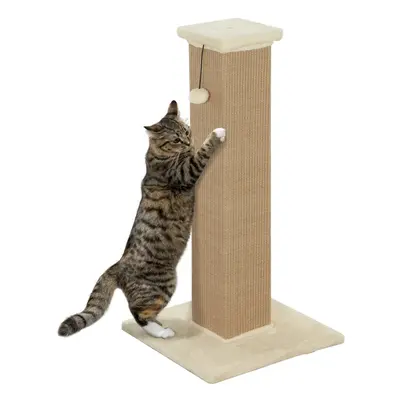 PawHut 81cm Cat Scratching Post w/ Jute Rope, Hanging Ball, Soft Plush Beige