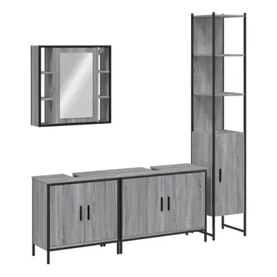 vidaXL Bathroom Cabinet Set Piece Sink Cabinet Grey Sonoma Engineered Wood