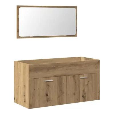 (artisan oak) vidaXL Bathroom Furniture Set Piece Engineered Wood Sink Cabinet Storage